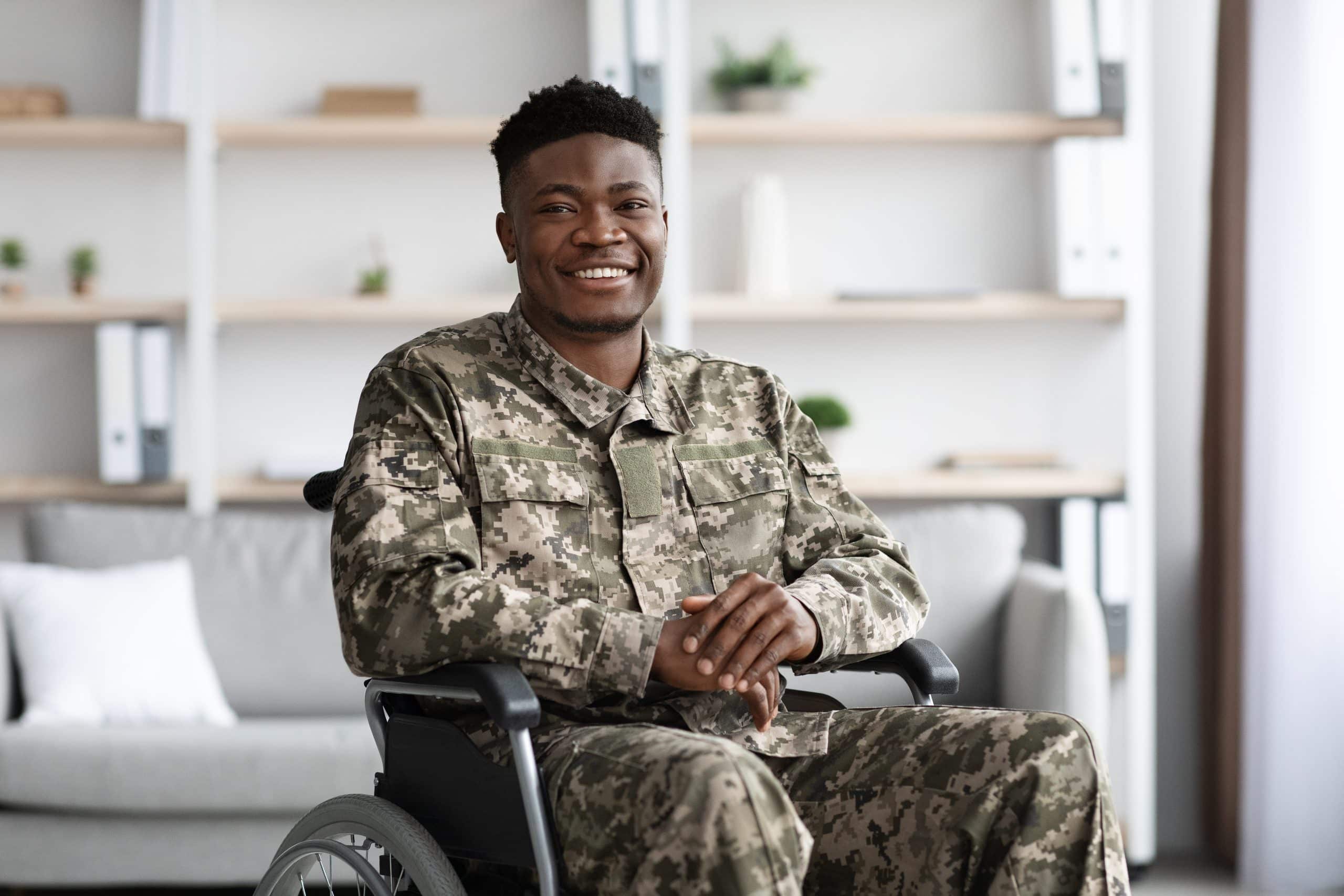 Veteran in wheelchair with disability benefits