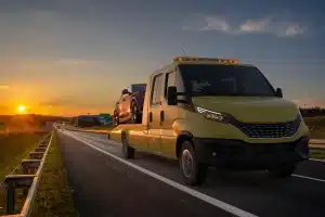 Truck driving at sunset - - Wettermark Keith car accident Lawyers