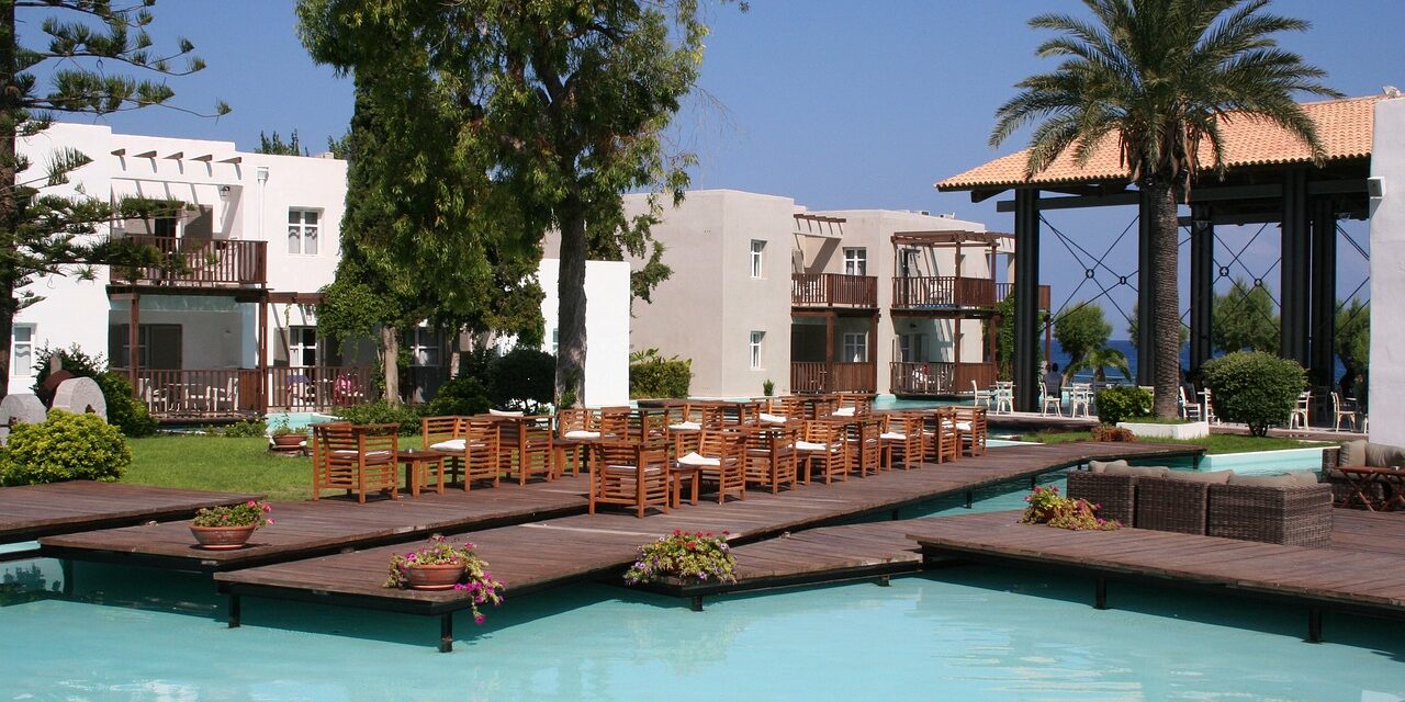 hotel or resort pool wraparound deck leading to hotel accident